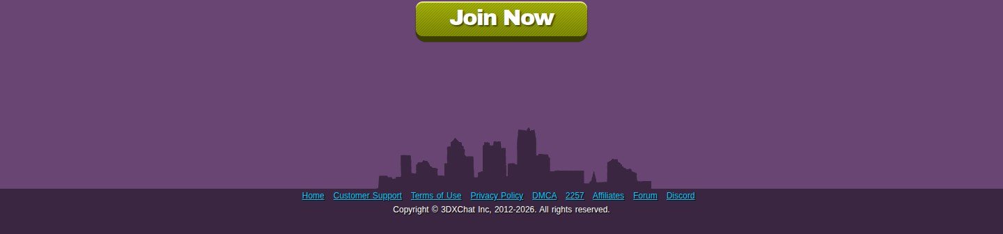 Cierre de la portada: botón Join Now, skyline y enlaces legales